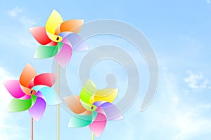 Paper windmill Isolated on sky background