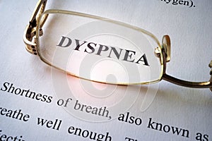 Paper with word dyspnea.