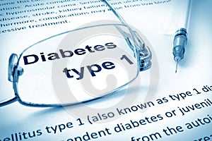 Paper with words diabetes type 1 photo