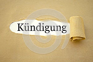 Paper work with the german word for employment termination - kÃÂ¼ndigung