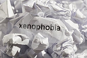 Paper written xenophobia. Concept of old and abandoned idea or p