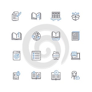 Paperback line icons collection. Literature, Novels, Fiction, Non-fiction, Publishing, Bestsellers, Classics vector and