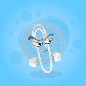 Paperclip Cartoon Character Angry Face Clip Office