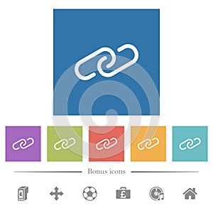 Paperclip flat white icons in square backgrounds