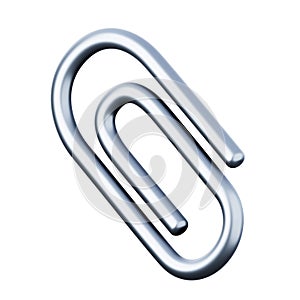 Paperclip high quality 3D render illustration. Office stationary object icon.