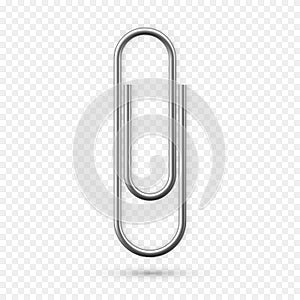 Paperclip icon. Realistic Paper clip attachment with shadow. Attach file business document. Vector illustration