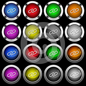 Paperclip white icons in round glossy buttons on black background