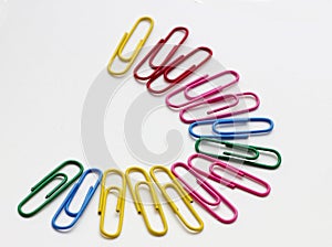 Paperclips in diferent colour Isolated photo