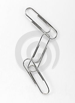 Paperclips on white background