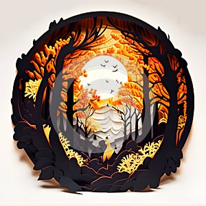 Papercut Autumn Halloween Forest