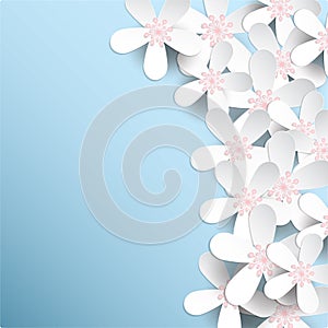 PaperCut Cherry Blossum flower on blue background