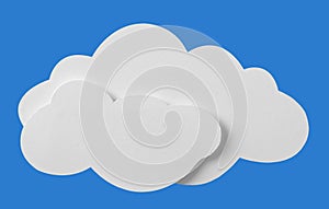 Papercut cloud on blue background