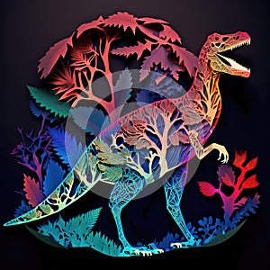 Papercut Cutout Reptile Scene