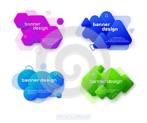 Set of abstract geometric banners. Liquid shapes background elements. Templates for banner, brochure, book cover, booklet design.