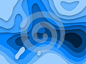 Papercut multi layers texture blue background of 3D paper cut vector effect