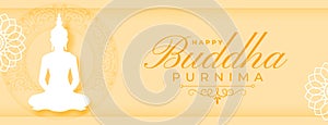 papercut style lord gautam buddha purnima wishes banner design