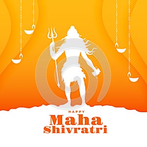 papercut style maha shivratri festive background with hanging diya