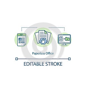Paperless office concept icon