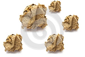 Papers crumple ball on white background