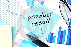 Papers with graphs and Product Recall concept.