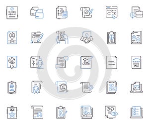 Papers line icons collection. Research, Writing, Reports, Documents, Essays, Analysis, Editing vector and linear