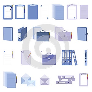 Paperwork and documents icons set.