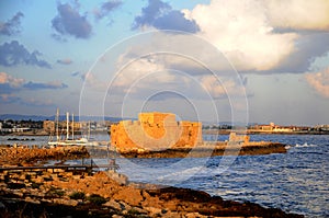 Paphos fort in evening photo