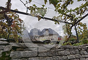 Papigo village in ioannina perfecture greece traditional greek village in autumn