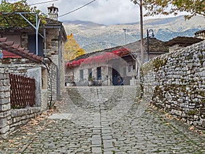 Papigo village in ioannina perfecture greece traditional greek village in autumn