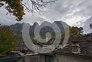 Papigo village in ioannina perfecture greece traditional greek village in autumn