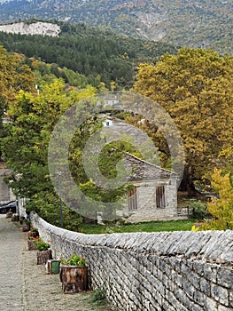 Papigo village in ioannina perfecture greece traditional greek village in autumn