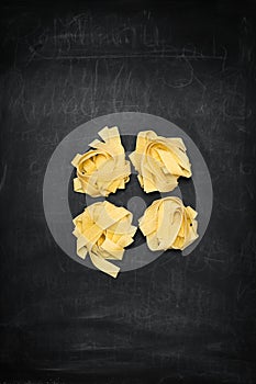Pappardelle on a Chalkboard with Chalk