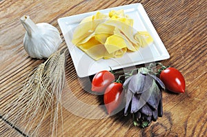 Pappardelle, homemade fresh egg pasta photo