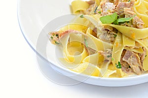 Pappardelle with a rabbit and cream photo