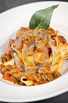Pappardelle with wild boar photo
