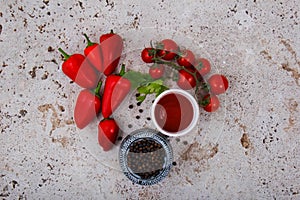Paprika , black pepper , tomatoes and tomato paste.