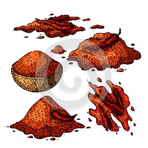 paprika set sketch hand drawn vector