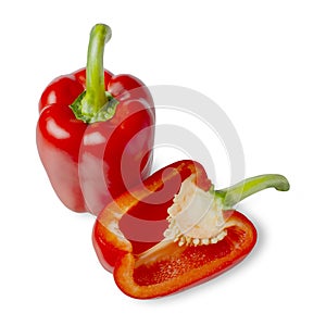 Paprika. Sliced red bell pepper. Isolated on a white background