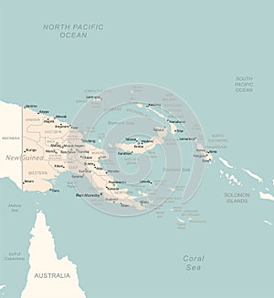 Papua New Guinea - detailed map with administrative divisions country