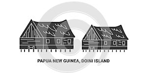 Papua New Guinea, Doini Island, travel landmark vector illustration