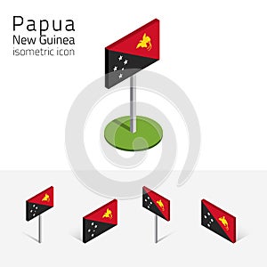 Papua New Guinea flag, 3D vector isometric icons