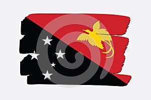 Papua New Guinea Flag with colored hand drawn lines in Vector Format