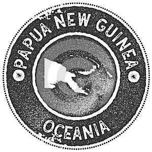 Papua New Guinea map vintage stamp.