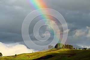 Papua New Guinea Rainbow over Mountain