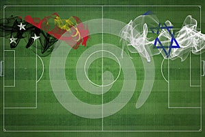 Papua New Guinea vs Israel Soccer Match, national colors, national flags, soccer field, football game, Copy space