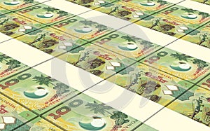 Papua New Guinean kina bills stacks background