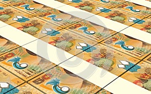 Papua New Guinean kina bills stacks background.