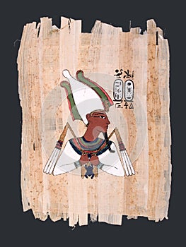 Papyrus painting of ancient Egyptian god Osiris photo