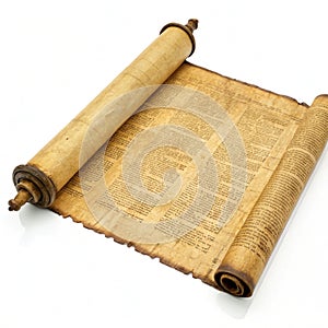 Papyrus scroll isolated on white background