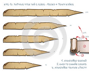 Papyrus Tittle Tag Five Sizes - Folded and Pointy Edges photo